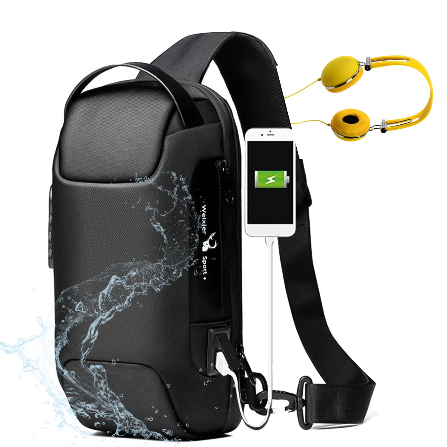Waterproof USB Anti-theft Crossbody Shoulder Multifunction bag